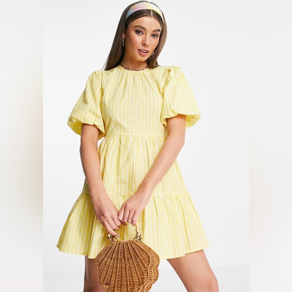 Sunny Yellow Striped Mini Dress